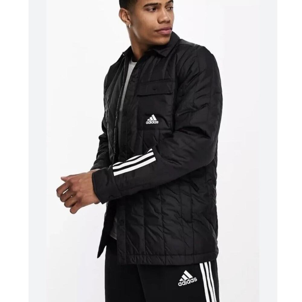 Adidas HG8706 Originals Itavic 3S Light Shirt Quilted Puffer Jacket Black sz XL